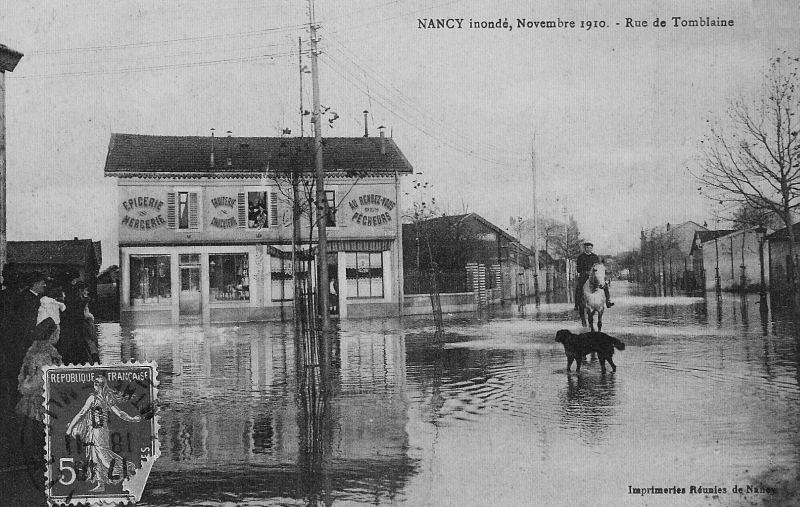 Nancy - Les inondations, 9 & 10 Novembre 1910 Rue de Tomblaine (Collection Pierre Boyer)